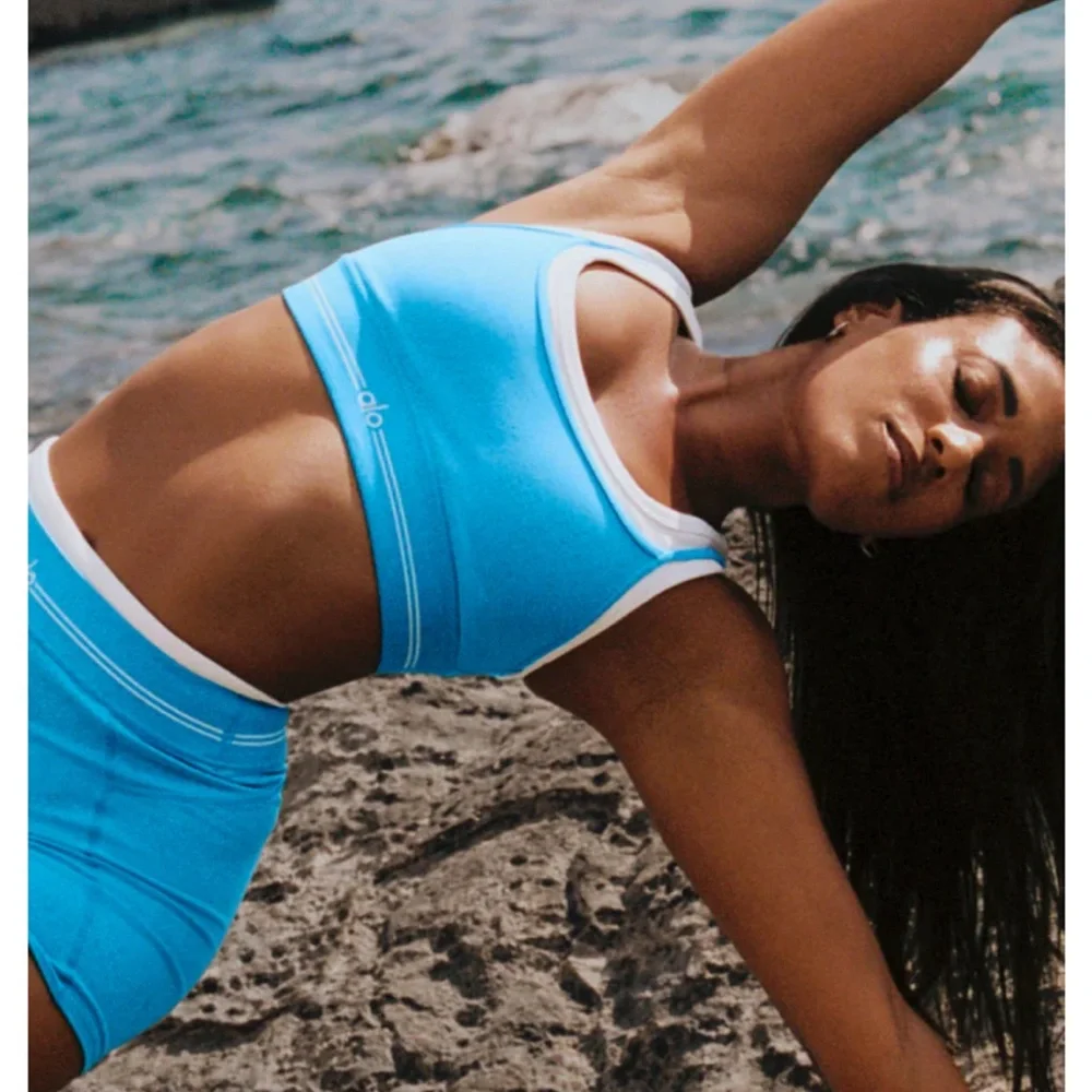 ALO Yoga Blue Better Together Sports Bra with Matching Crew Socks